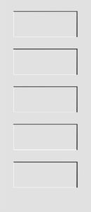 White door with five horizontal rectangular panels.