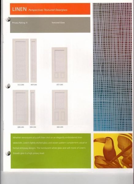 A brochure for linen shows different types of doors.