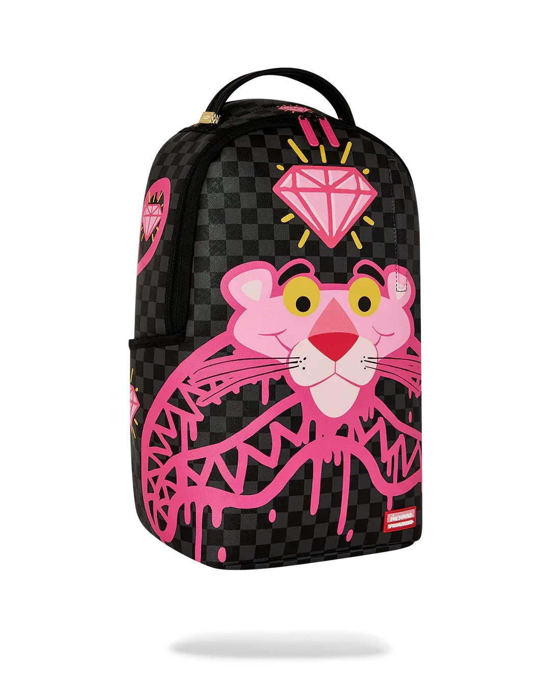Zaino nero con disegno rosa della Pantera Rosa Disney e grafica a rombi