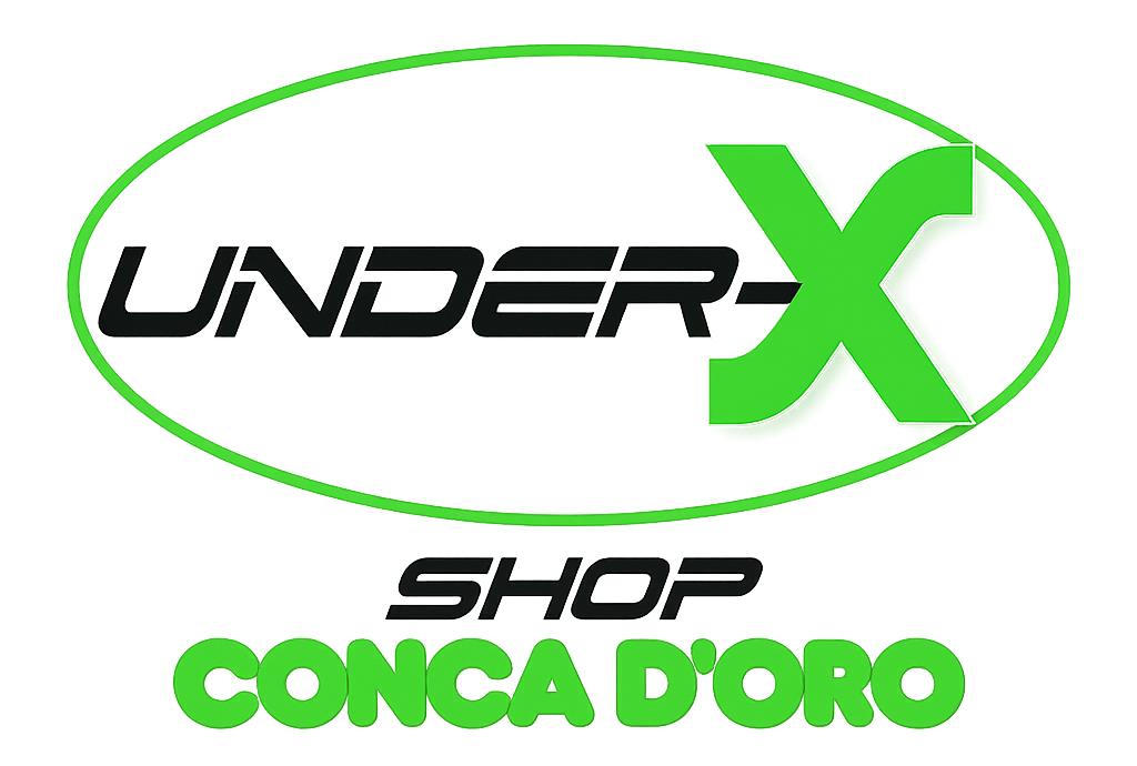 Logo UnderX Shop Conca d'Oro in nero e verde brillante con contorno ovale