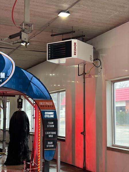 hanging reznor heater at local car wash