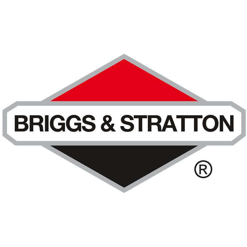 Briggs & Stratton logo in red, black, and gray hexagon emblem