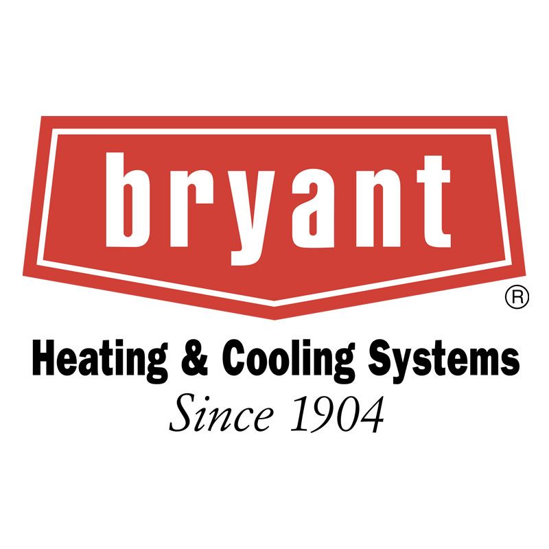 Bryant Heating & Cooling Systems logo in red and white, with “Since 1904” text