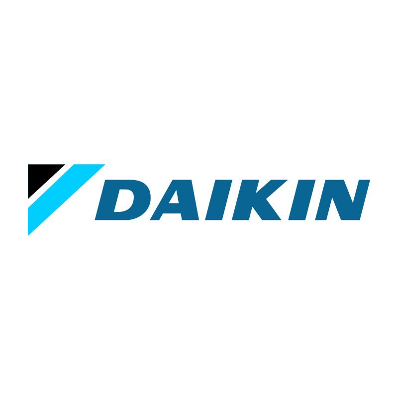 Daikin logo in blue with black and cyan geometric mark