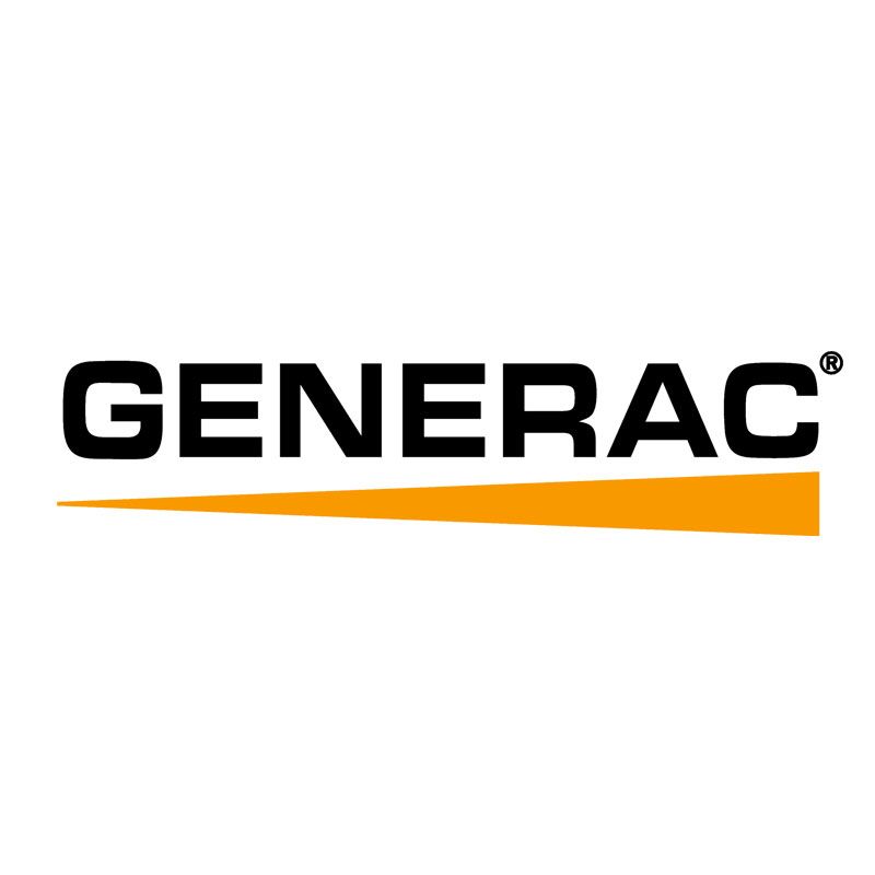 Generac logo in black with an orange underline on a white background