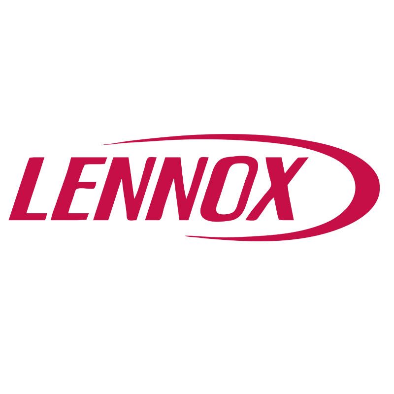Lennox logo in red italic text with a red swoosh on a white background