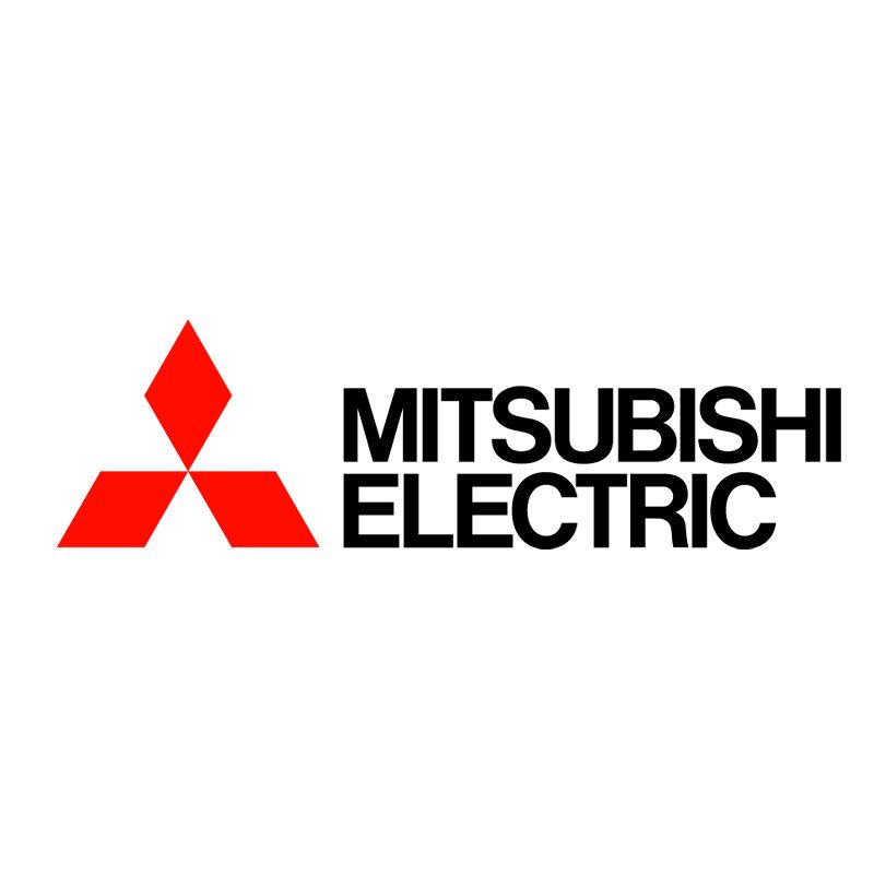 Mitsubishi Electric logo with red three-diamond symbol and black text on a white background