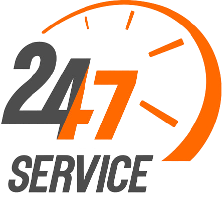 247 Service logo with orange speedometer arc and gray text