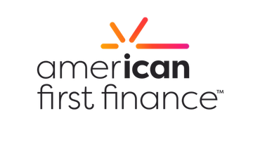 American First Finance logo with gray text and orange-to-pink abstract mark above it