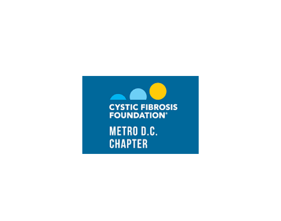 Cystic Fibrosis Foundation, Metro D.C. Chapter logo: Blue rectangle with text and three colored circles.