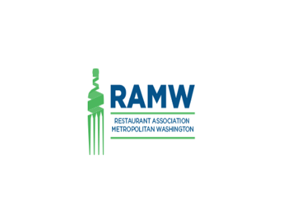 RAMW logo: Green stylized fork and knife above blue 