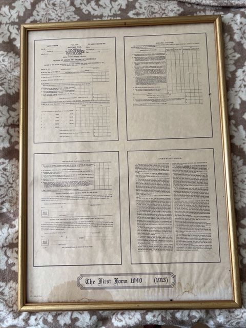 Framed four-paneled document set,