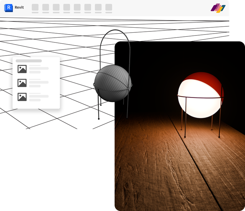Rendered Ball Sphere bulb 3D model in Revit with dark background