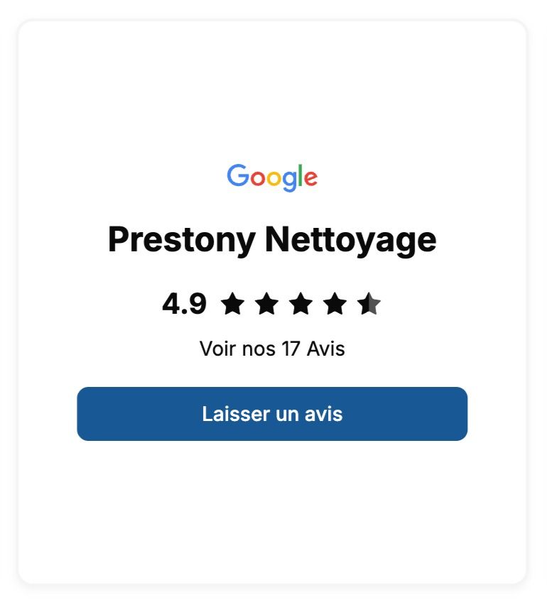 Avis Google Prestony Nettoyage