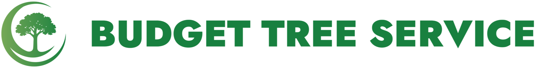 Budget Tree Service green logo with tree icon and bold text