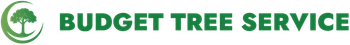 Budget Tree Service green logo with tree icon and bold text