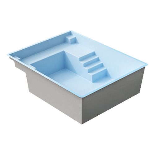 Un modèle 3D d'une piscine avec des escaliers