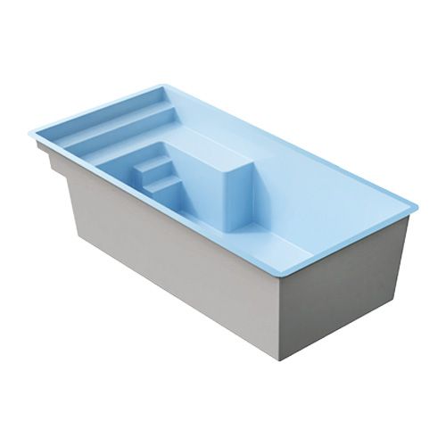 Un modèle 3D d'une piscine avec escalier.