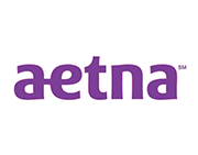 Aetna logo in purple on a white background.