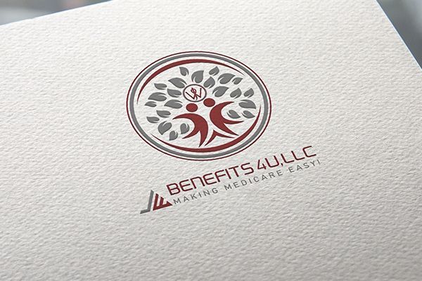 Logo for Benefits 4 U LLC: two figures, tree design, text 