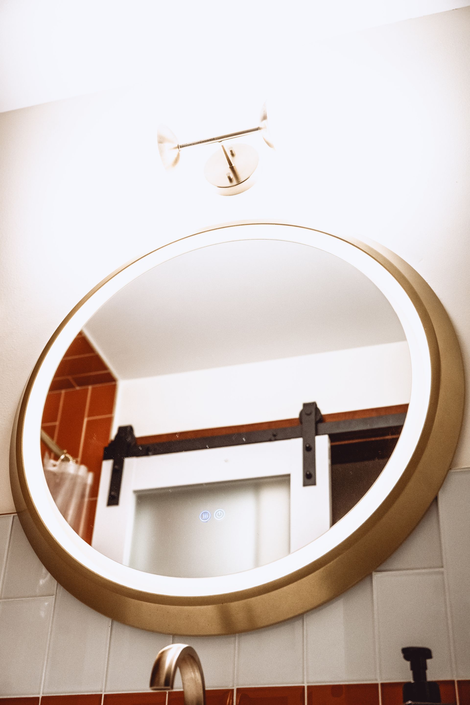 A bathroom mirror