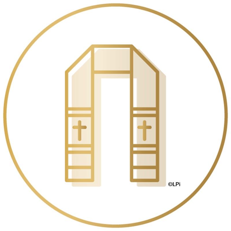 An icon of a stole with two crosses on it.
