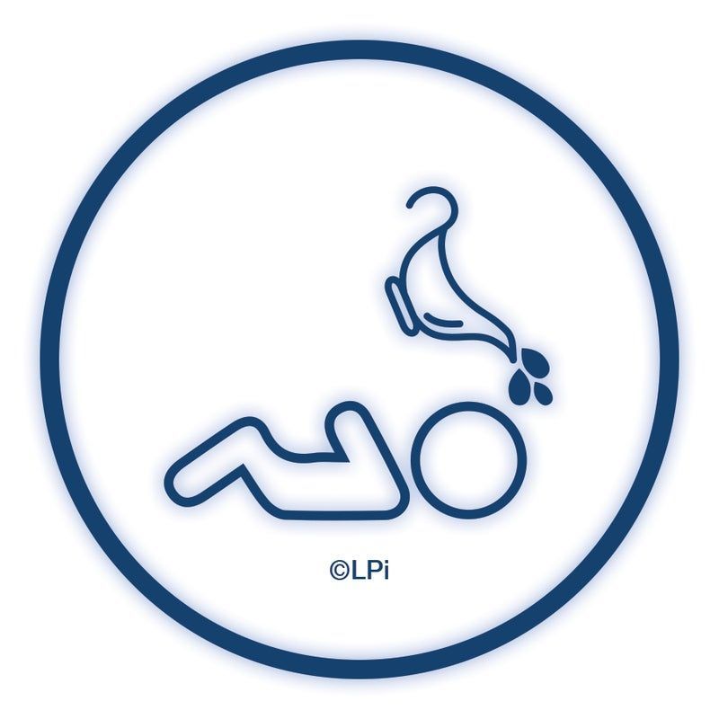 An icon of a blue circle with a child being baptized.