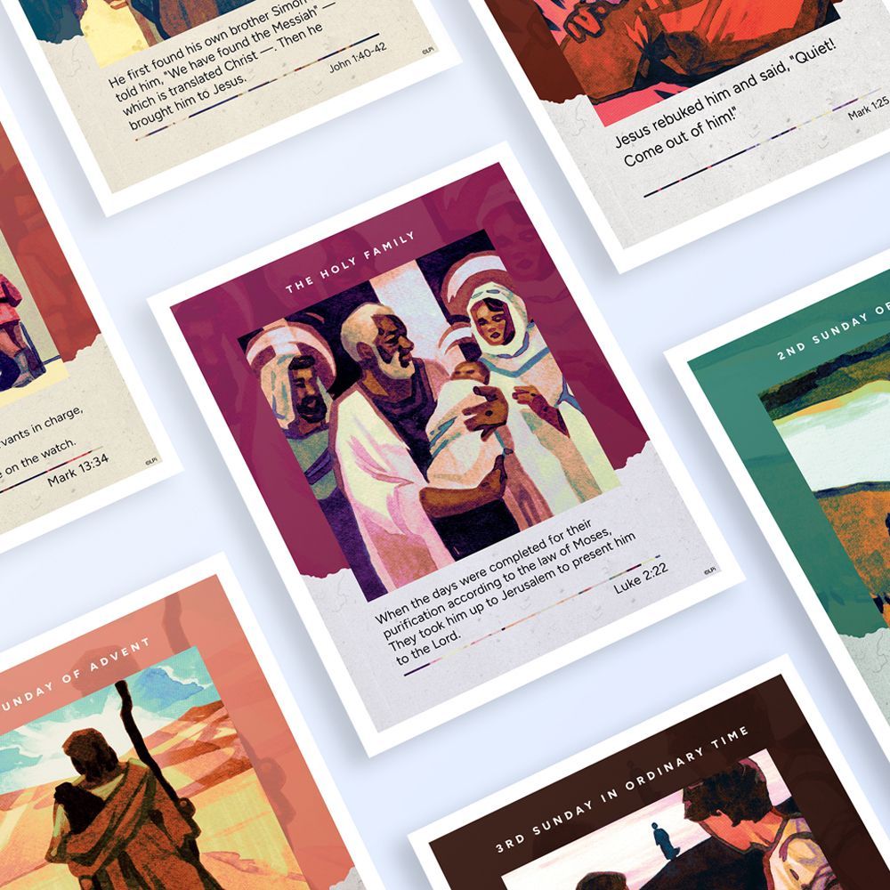 Collage of Catholic bulletin cover series, LPi's Artisan Series