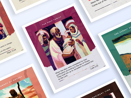 Examples of the Catholic bulletin cover series by LPi, the Artisan Series