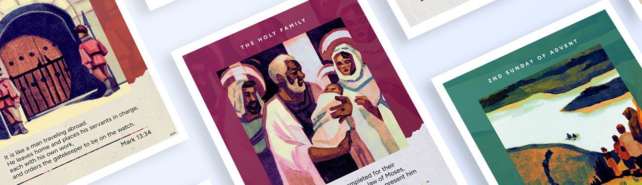 Collage of the Artisan Catholic bulletin cover series by LPi.