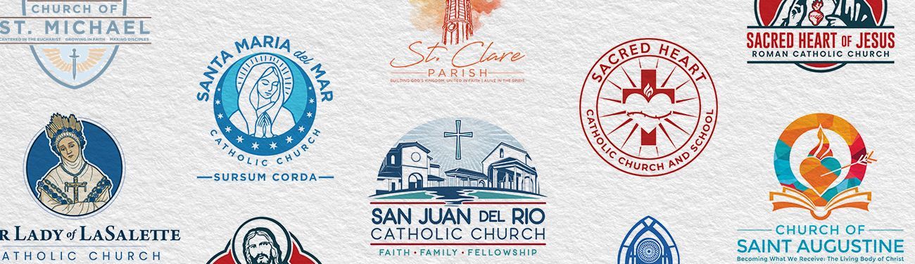 A collage of logos for different churches including saint augustine