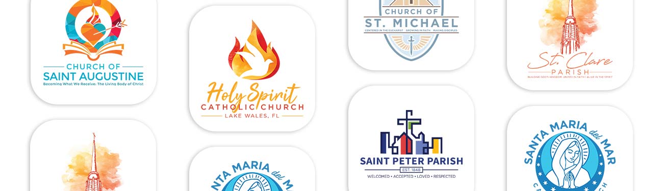 A group of logo icons are arranged neatly together with drop shadows.