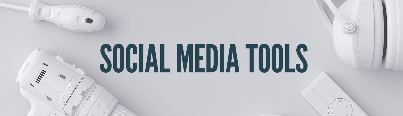 A white background with the words social media tools written on it