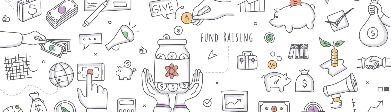 A set of hand drawn business icons on a white background.