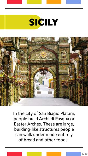 A poster for sicily with a picture of a building.