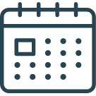 A calendar with a square and dots on it.
