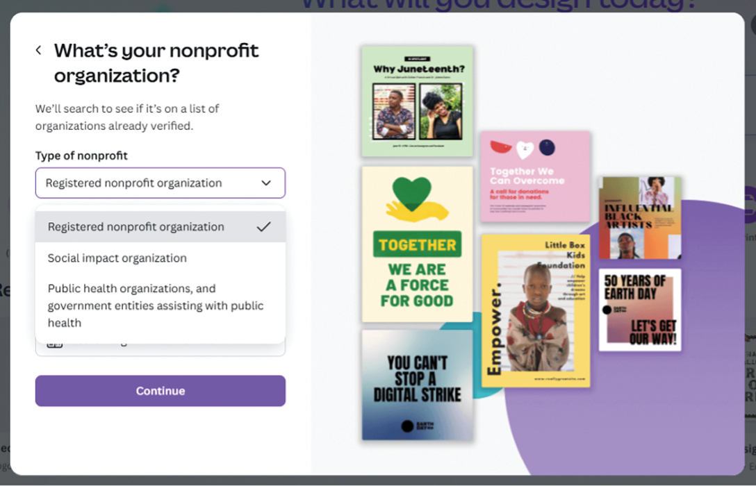 A screenshot of a website that says what 's your nonprofit organization.