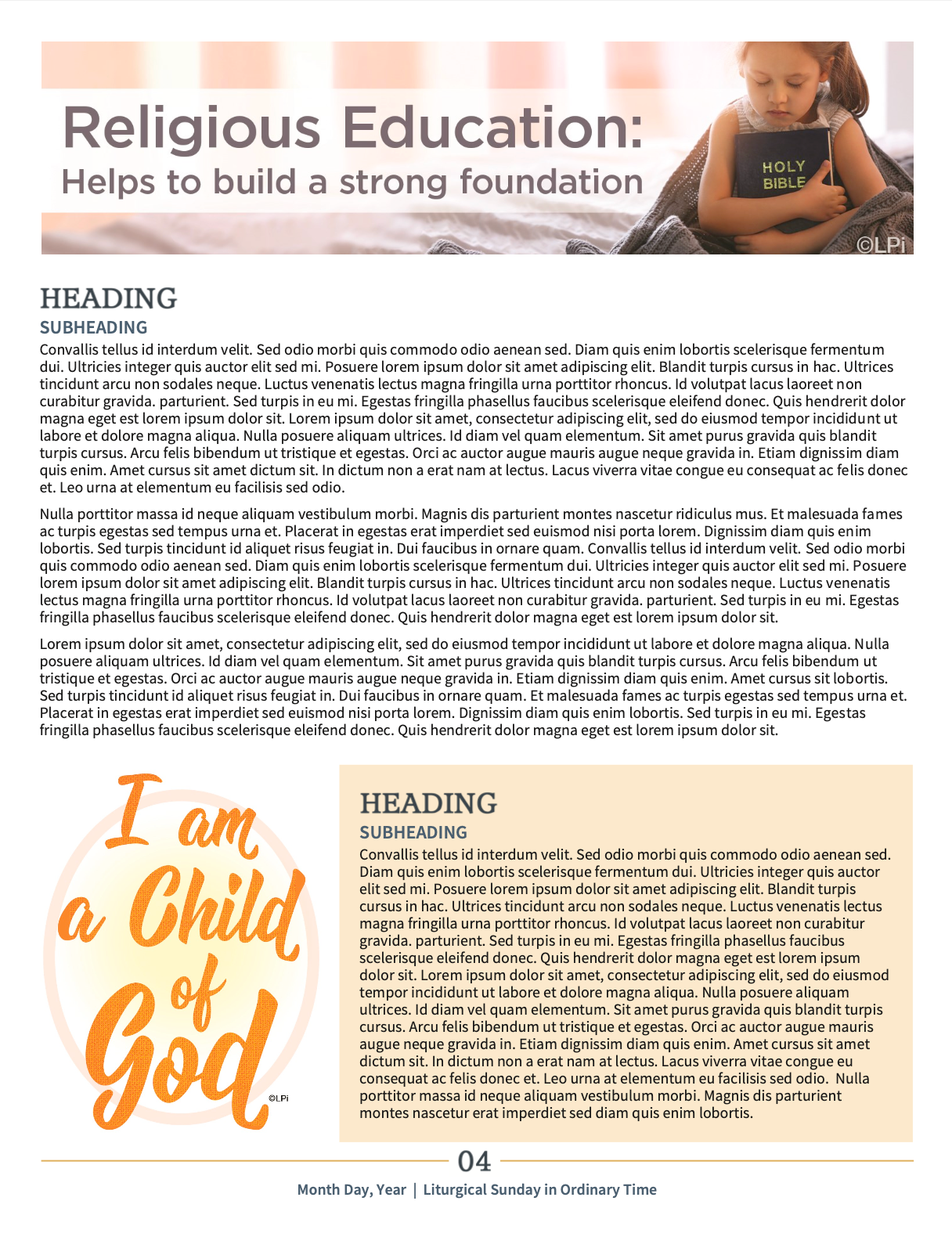 Religious education helps to build a strong foundation.