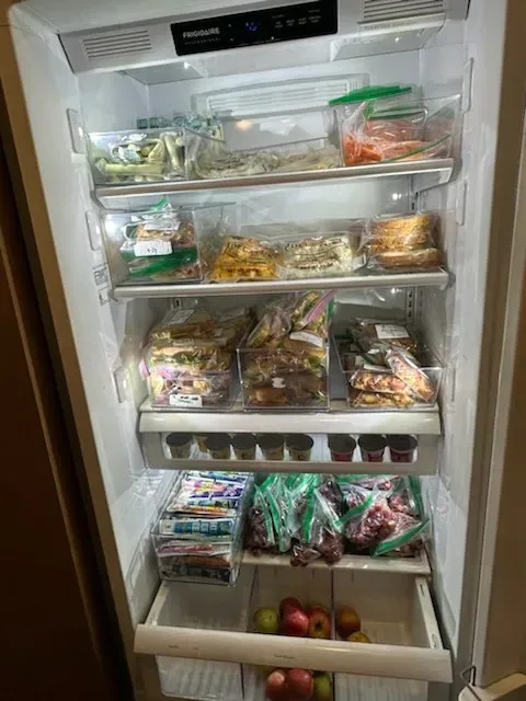 Donated meals inside of a fridge