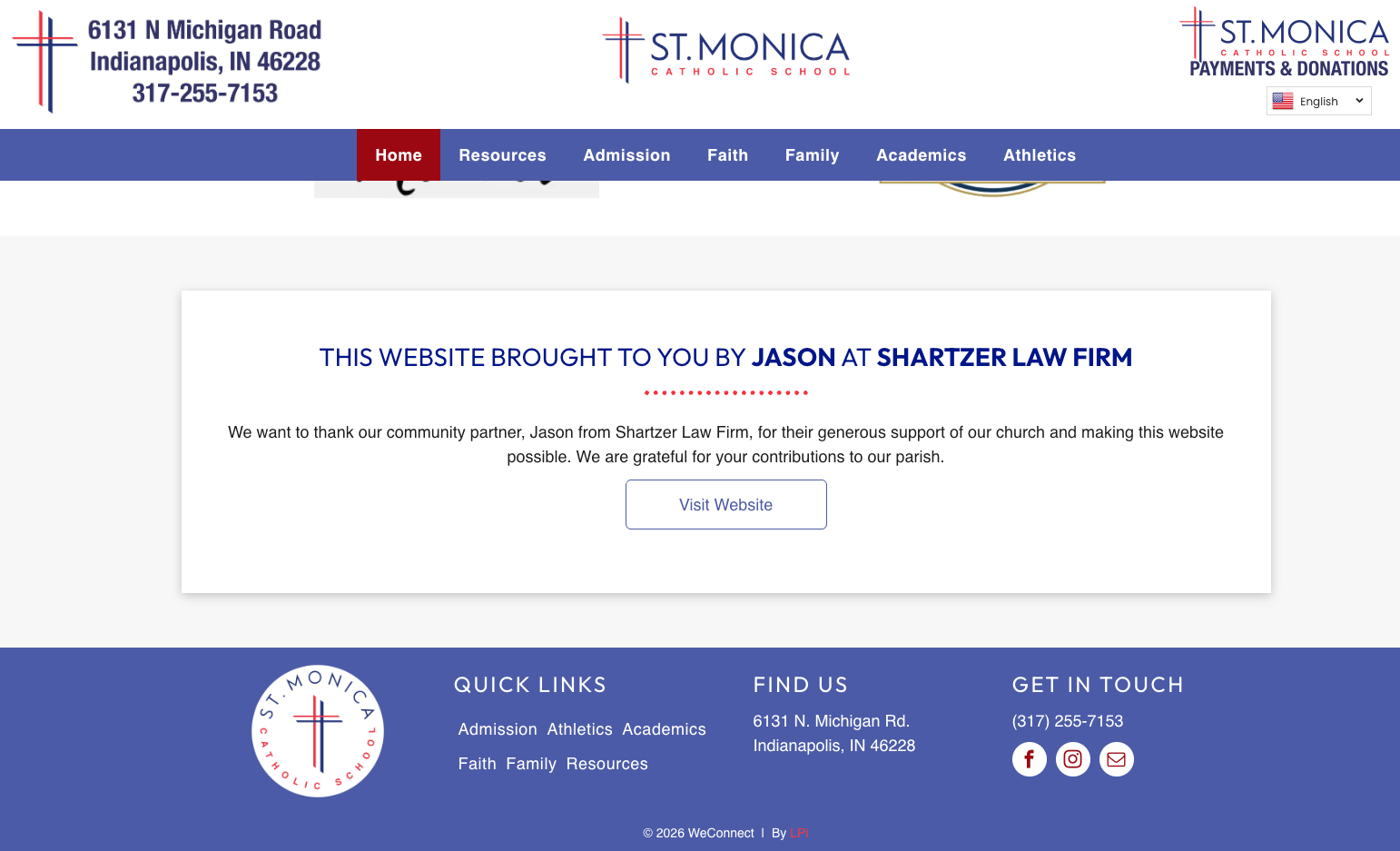 Sponsor ad example on a parish website.