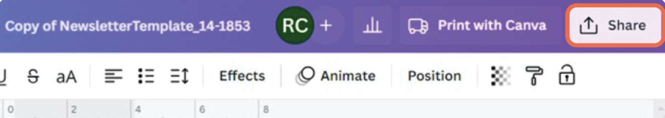 Click Share Image of computer screen with Share button