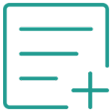 A line drawing of a sheet of paper with a plus sign.