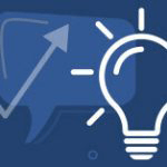 A light bulb and a speech bubble on a blue background.