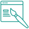 A line drawing of a  brush is on top of a computer screen.