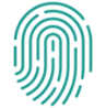 A green fingerprint icon on a white background.