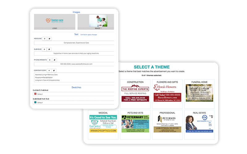 A screenshot of a website showing a selection of themes and logos.