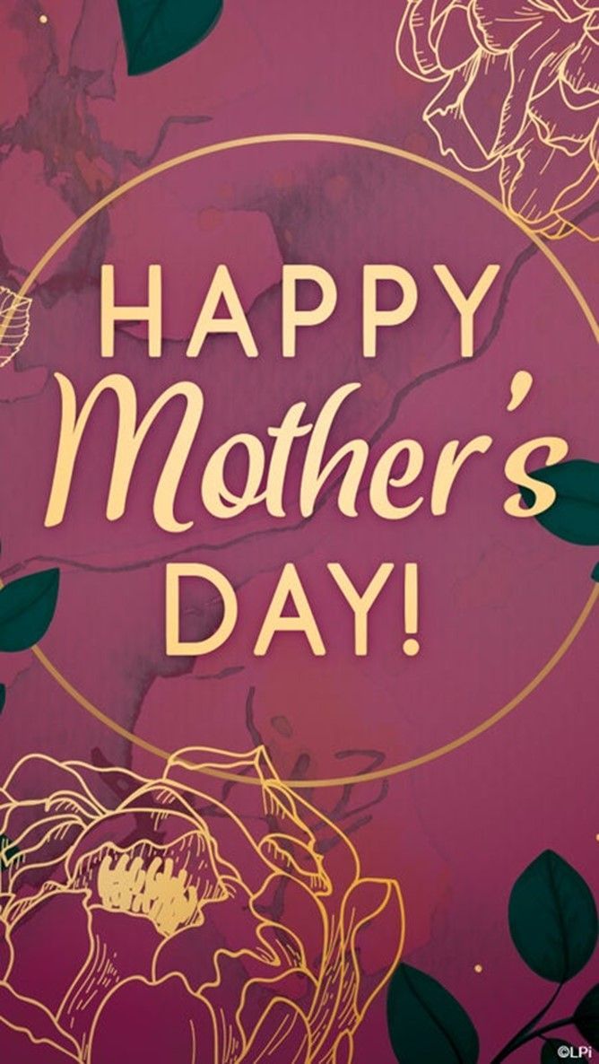 A happy mother 's day card with flowers and leaves on a purple background.