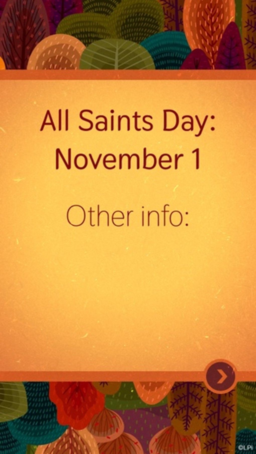 A graphic that says All Saints Day November 1 on it with a gold background.