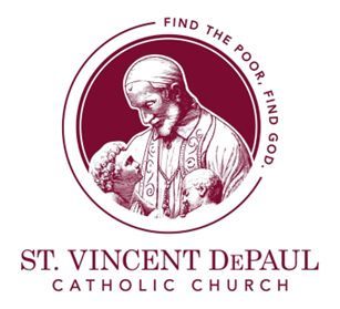 The logo for St. Vincent DePaul catholic church.