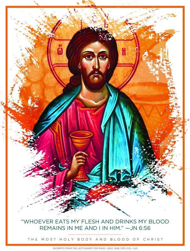 A bulletin cover with Jesus holding a chalice.